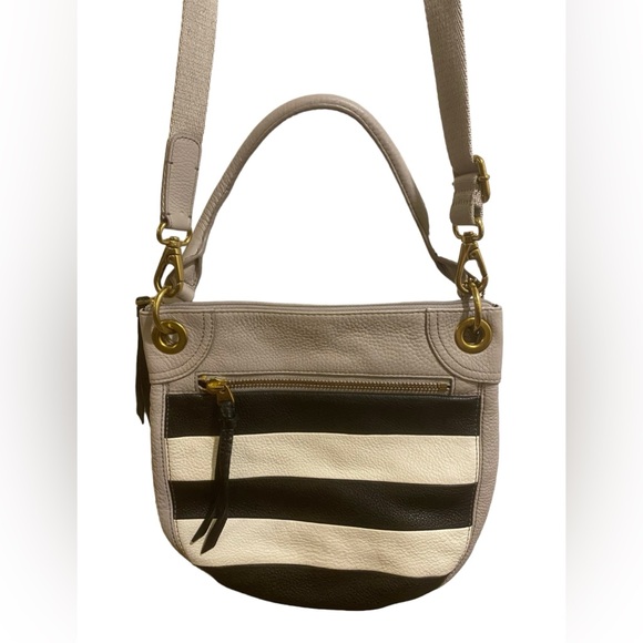 FOSSIL Karli Striped Color Block Leather Hobo Crossbody Bag Purse shoulder bag - Picture 1 of 10